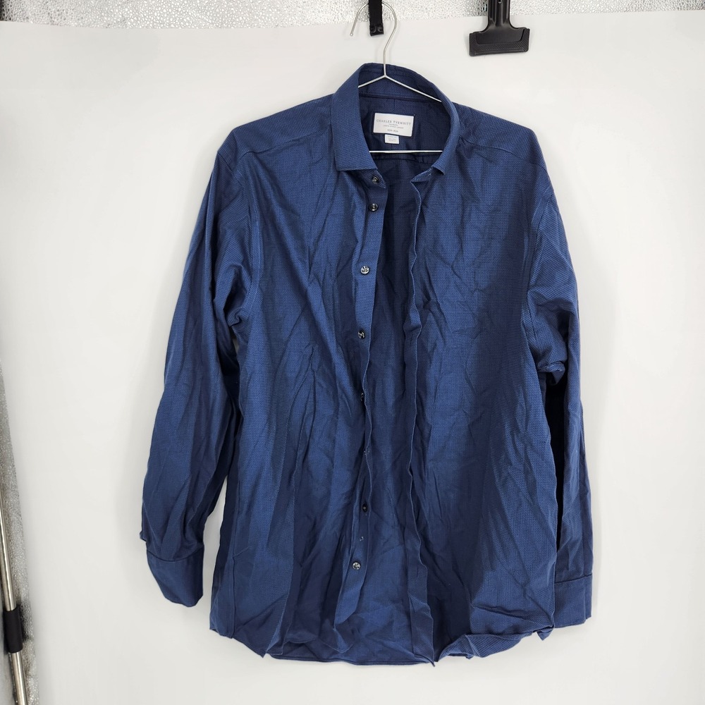 Charles Tyrwhitt Blue 16.5/35 in Blue Non-Iron Classic Fit Long Sleeve Shirt